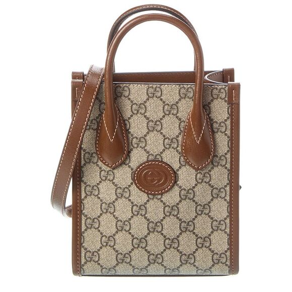 Gucci Handbags - Gucci Mini Gg Supreme Canvas & Leather Tote, Brown